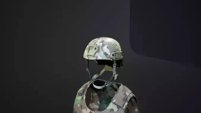 ATX Ops Helmet Low-poly model - UE4 Camo System - VR