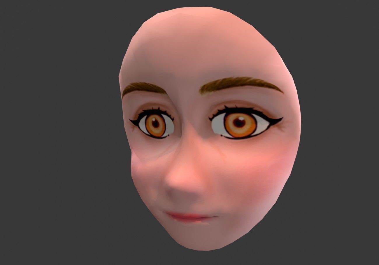 face with orange eyes low poly Low-poly 3D model_5