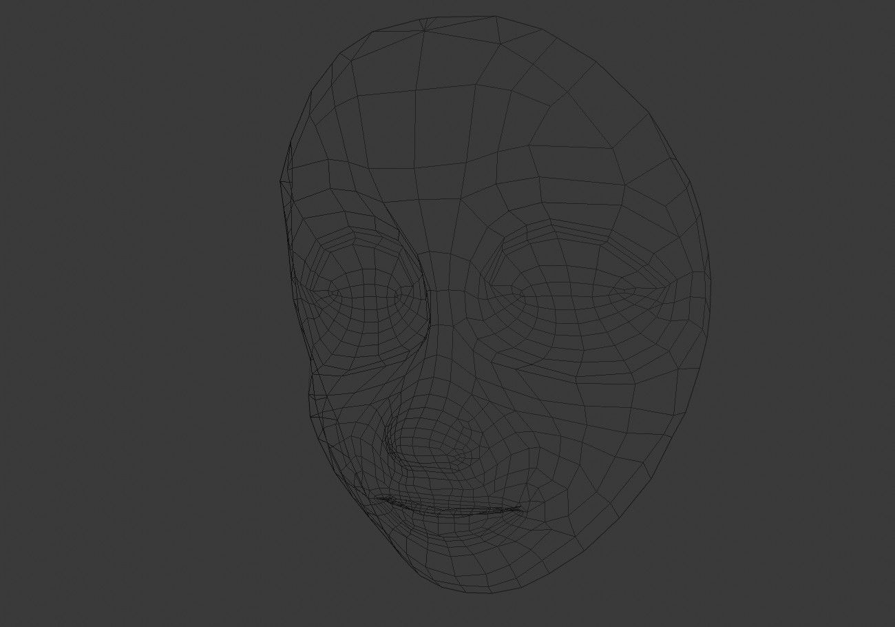 face with orange eyes low poly Low-poly 3D model_24