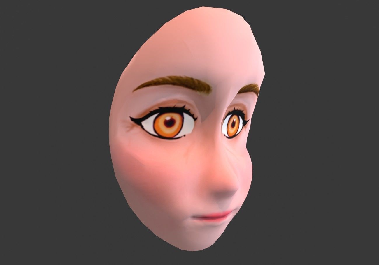 face with orange eyes low poly Low-poly 3D model_1