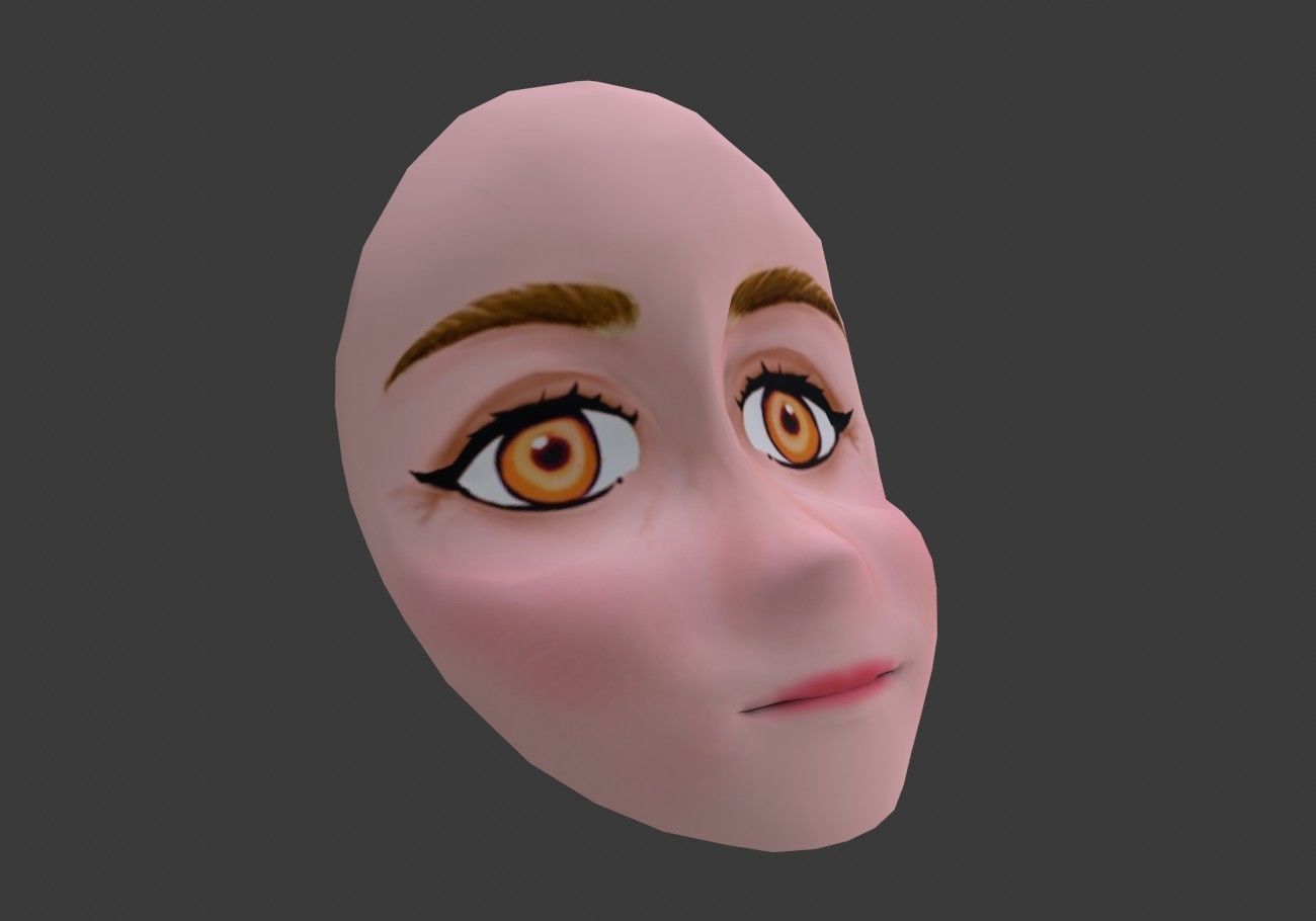face with orange eyes low poly Low-poly 3D model_13