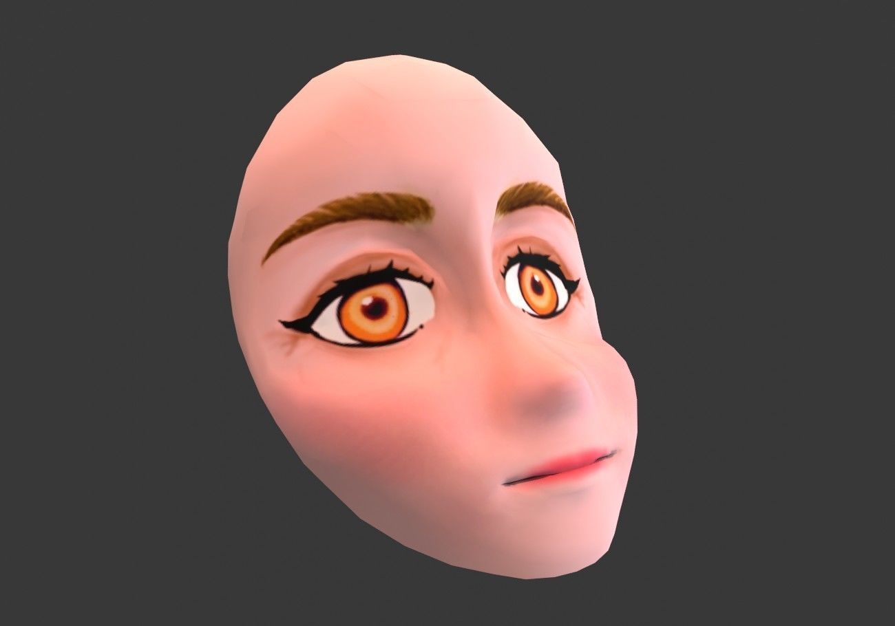 face with orange eyes low poly Low-poly 3D model_6