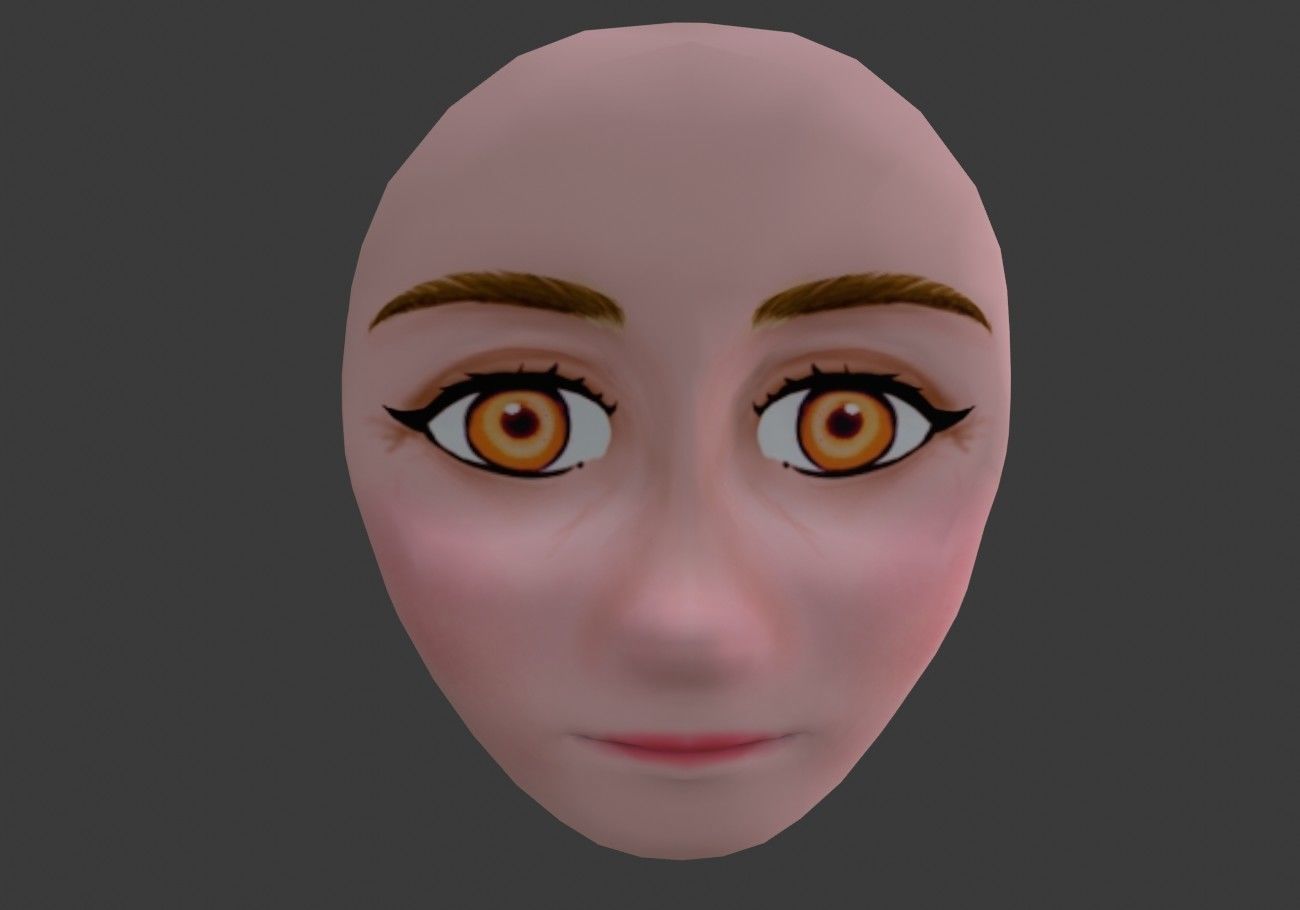 face with orange eyes low poly Low-poly 3D model_7