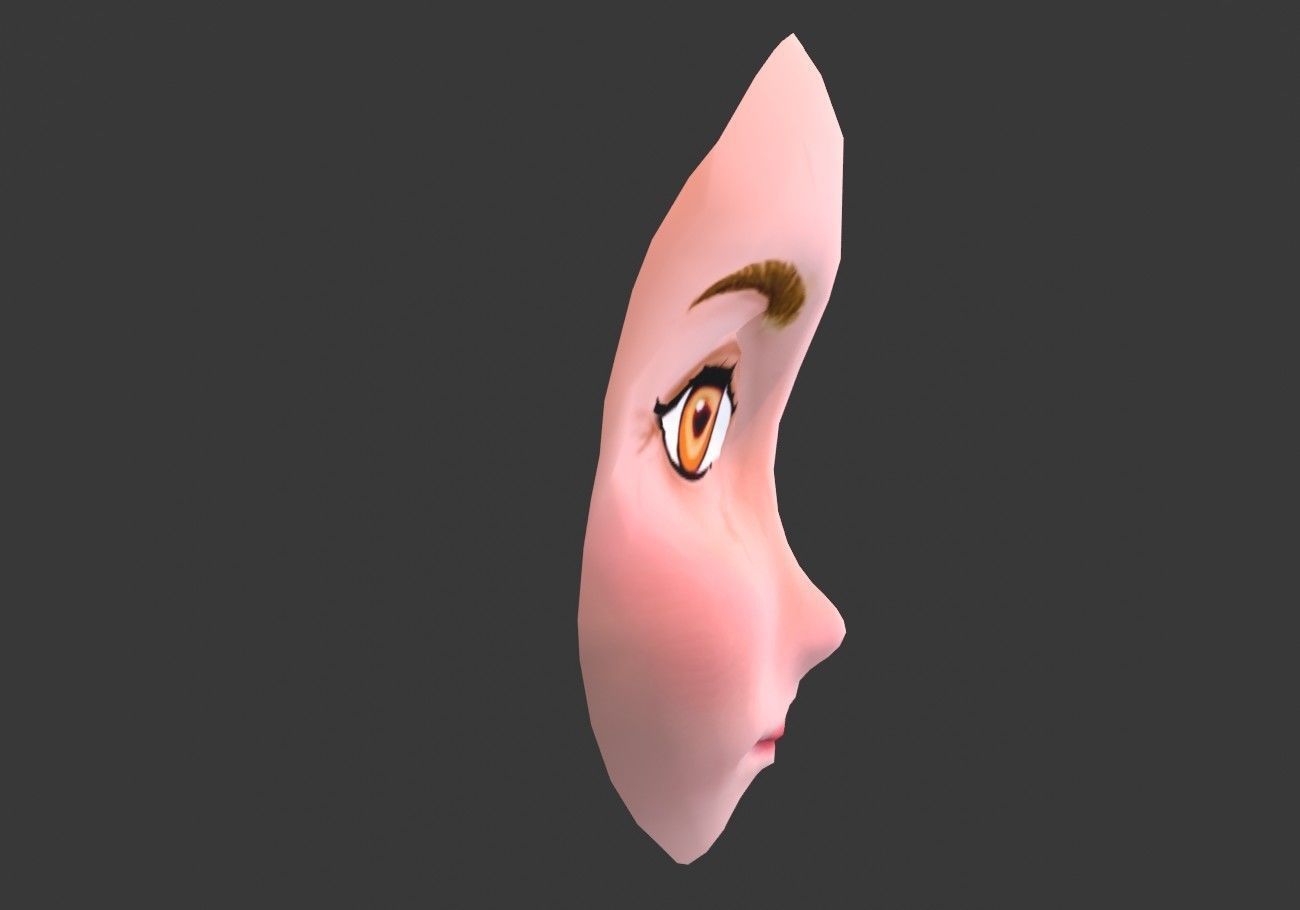 face with orange eyes low poly Low-poly 3D model_2