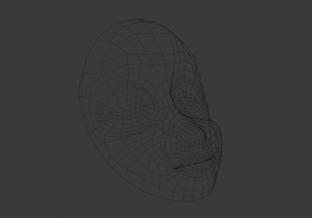 face with orange eyes low poly Low-poly 3D model_25