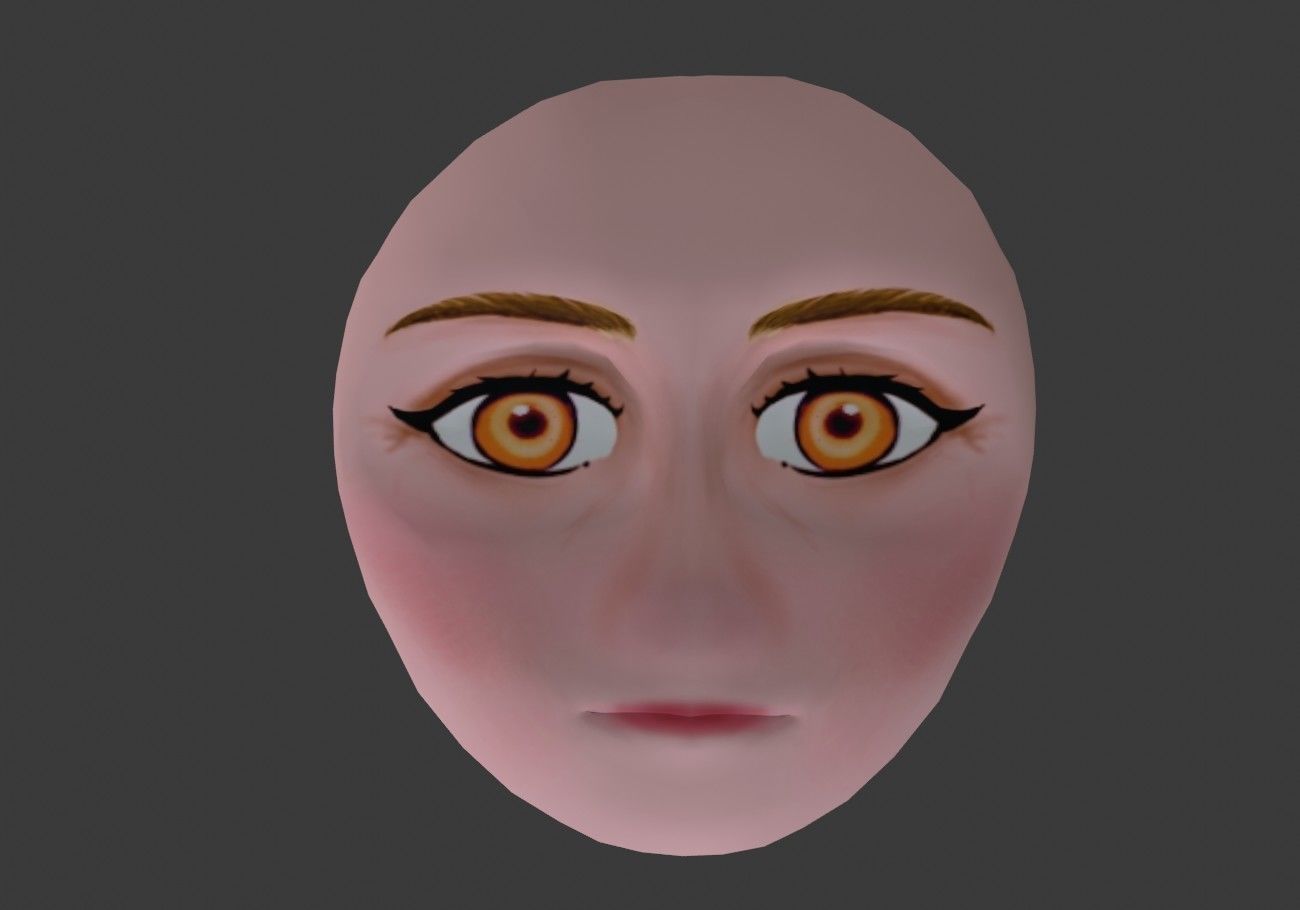 face with orange eyes low poly Low-poly 3D model_11