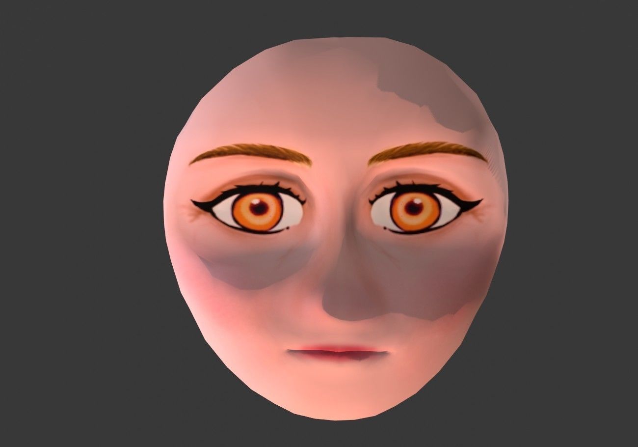 face with orange eyes low poly Low-poly 3D model_4