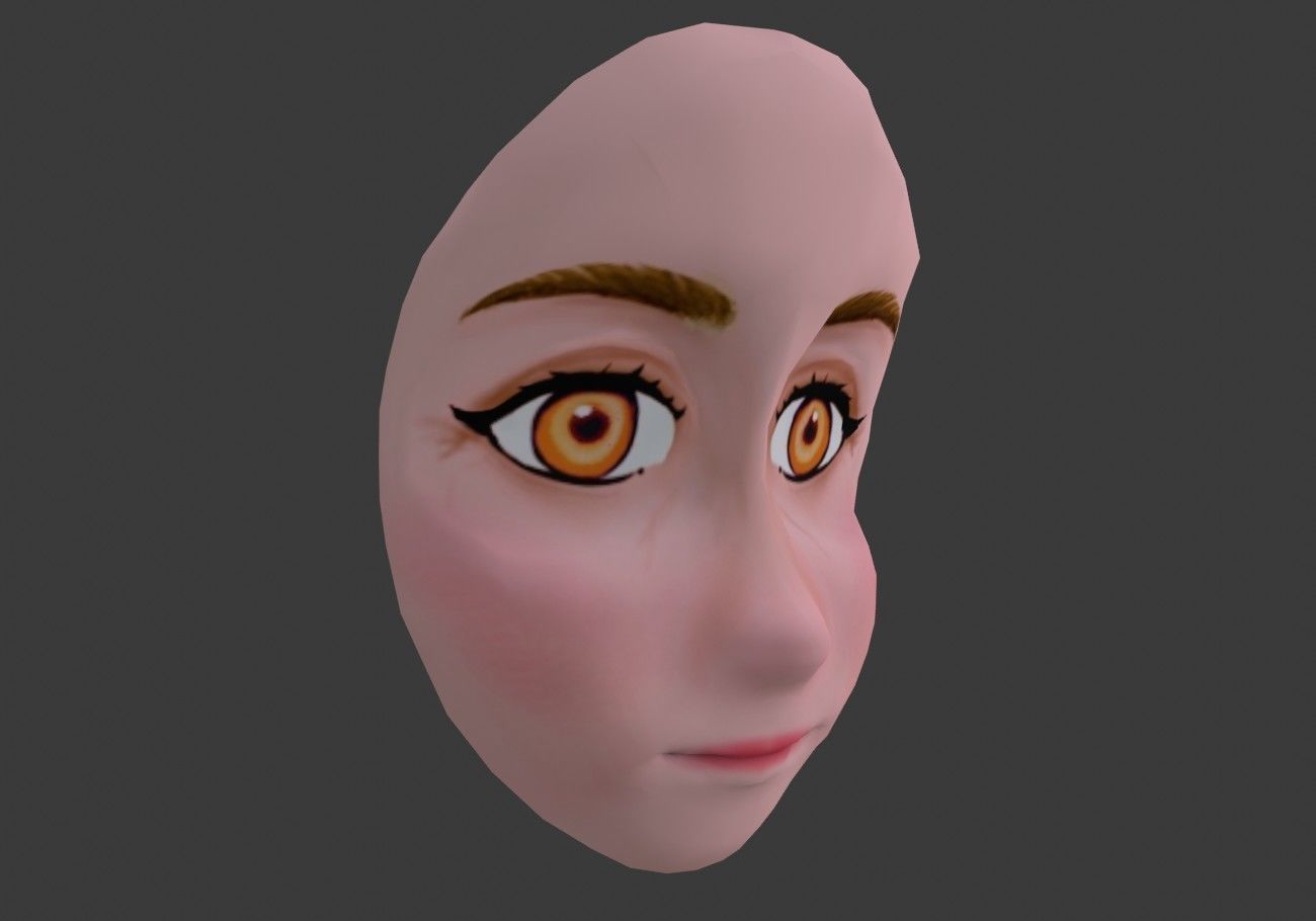 face with orange eyes low poly Low-poly 3D model_8