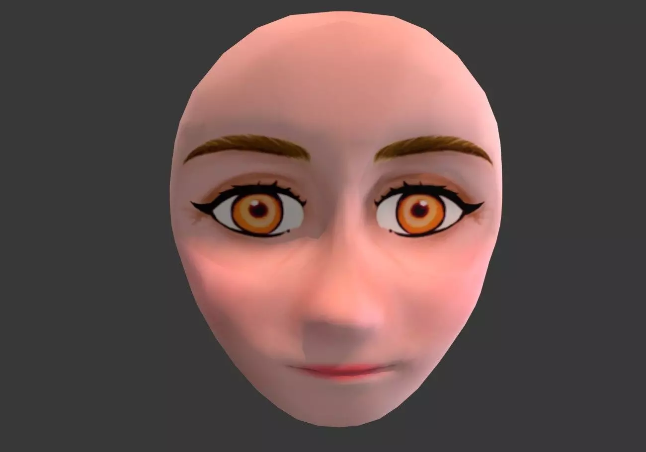 face with orange eyes low poly Low-poly 3D model_0