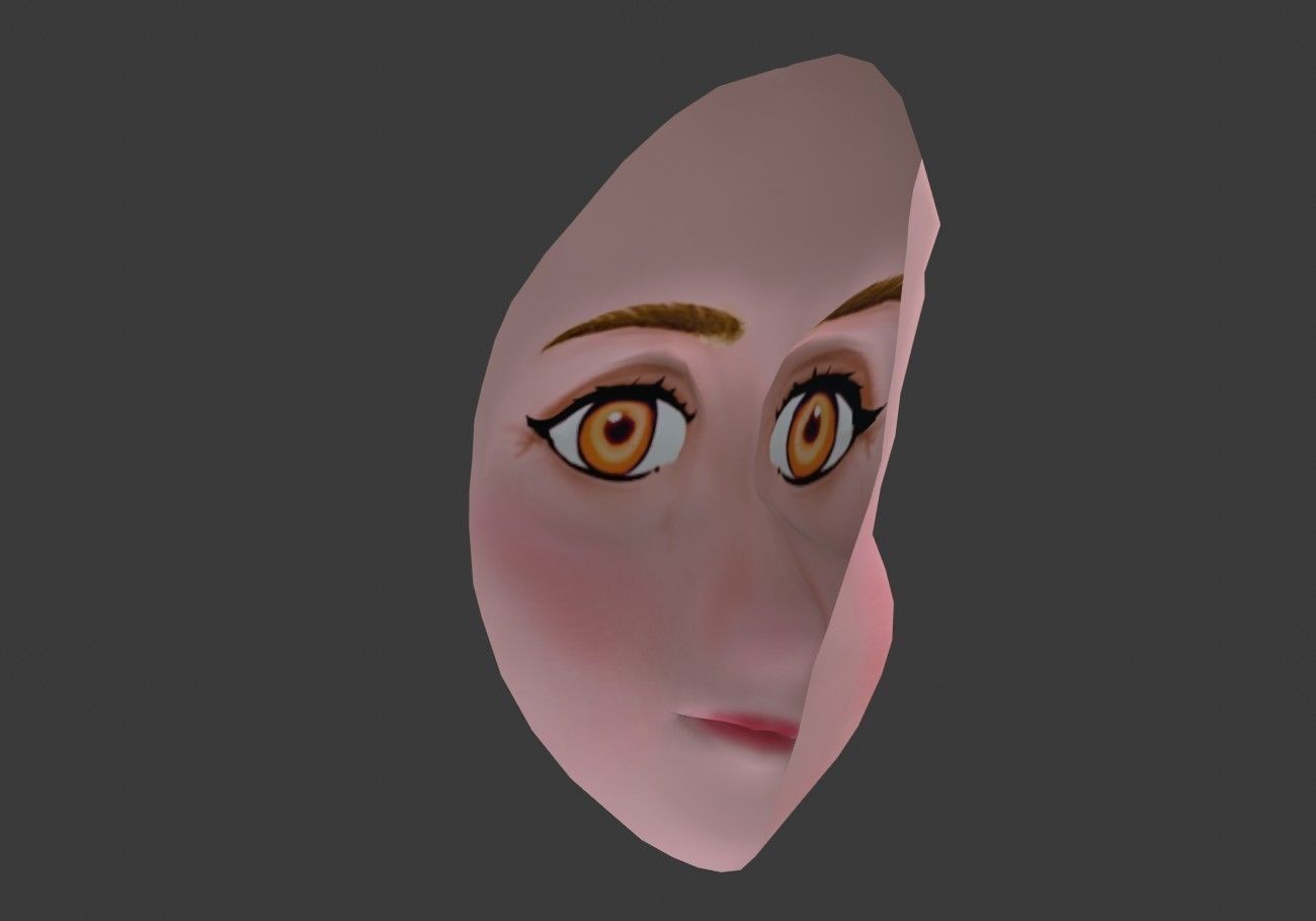 face with orange eyes low poly Low-poly 3D model_10