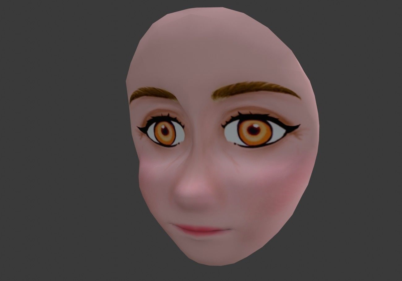 face with orange eyes low poly Low-poly 3D model_12