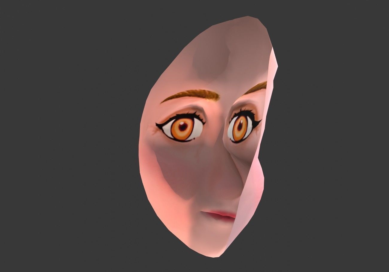 face with orange eyes low poly Low-poly 3D model_3