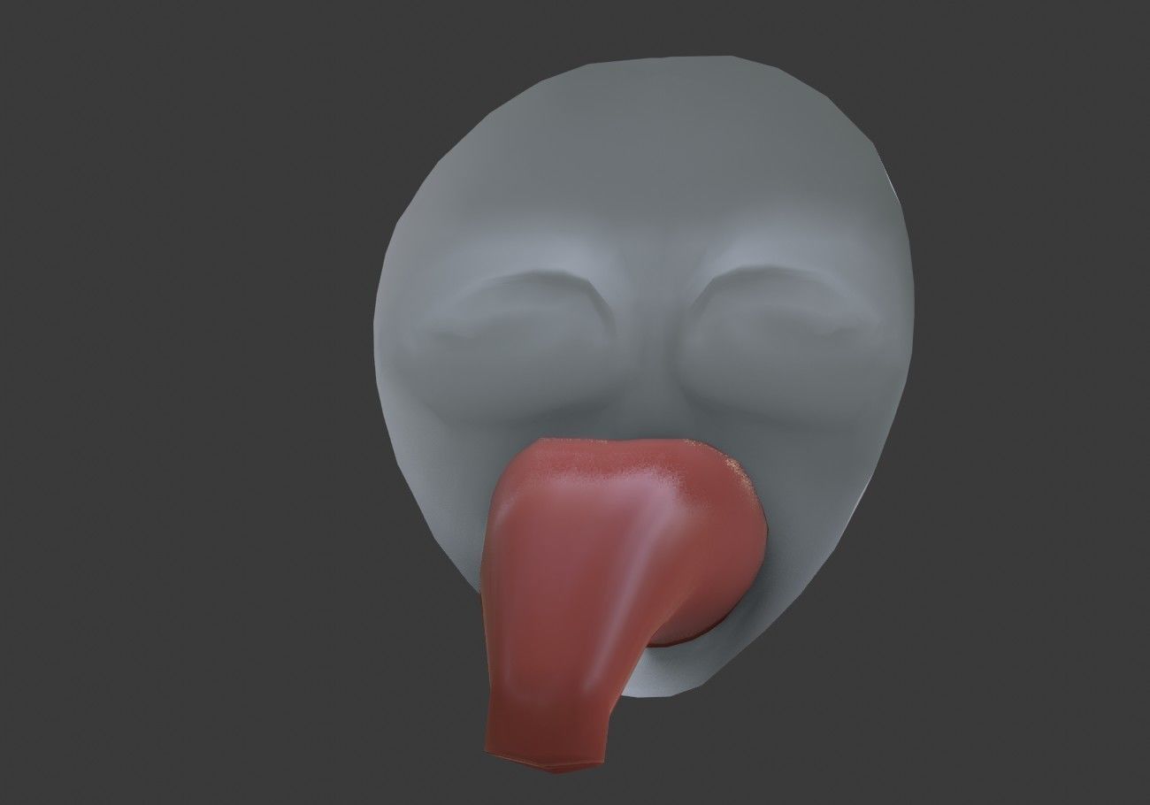 face mask with outstretched tongue Low-poly 3D model_11
