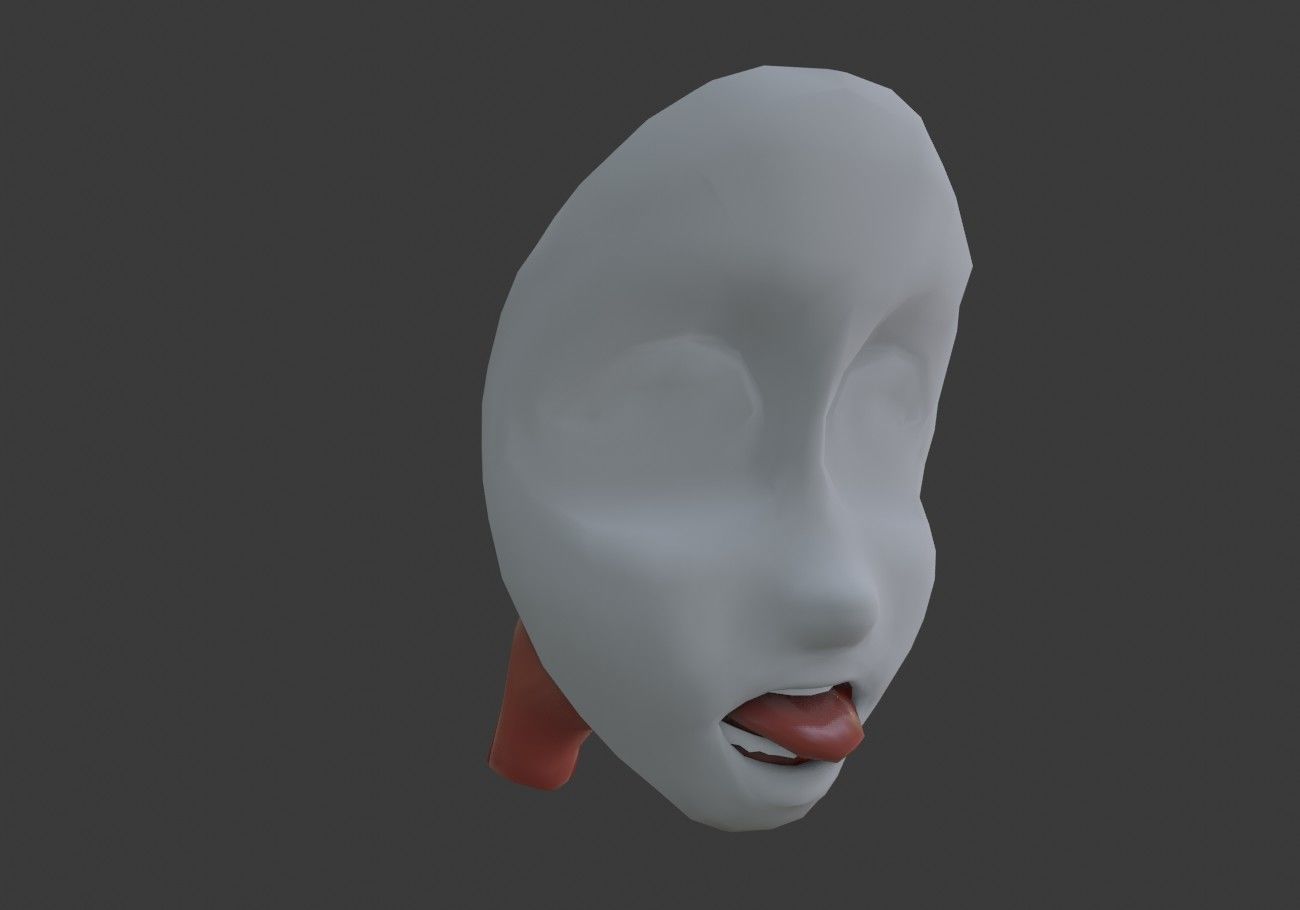 face mask with outstretched tongue Low-poly 3D model_8