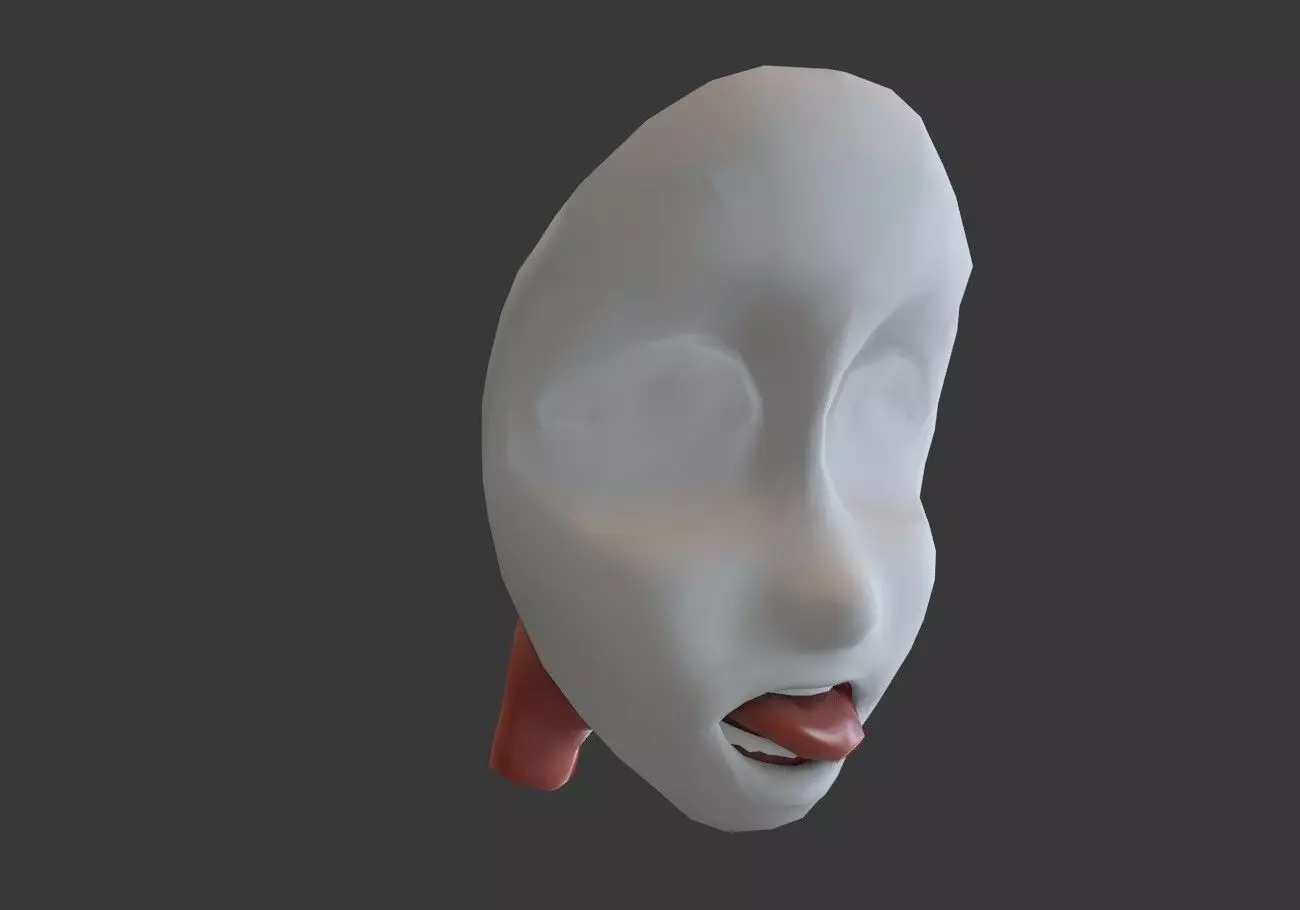 face mask with outstretched tongue Low-poly 3D model_0