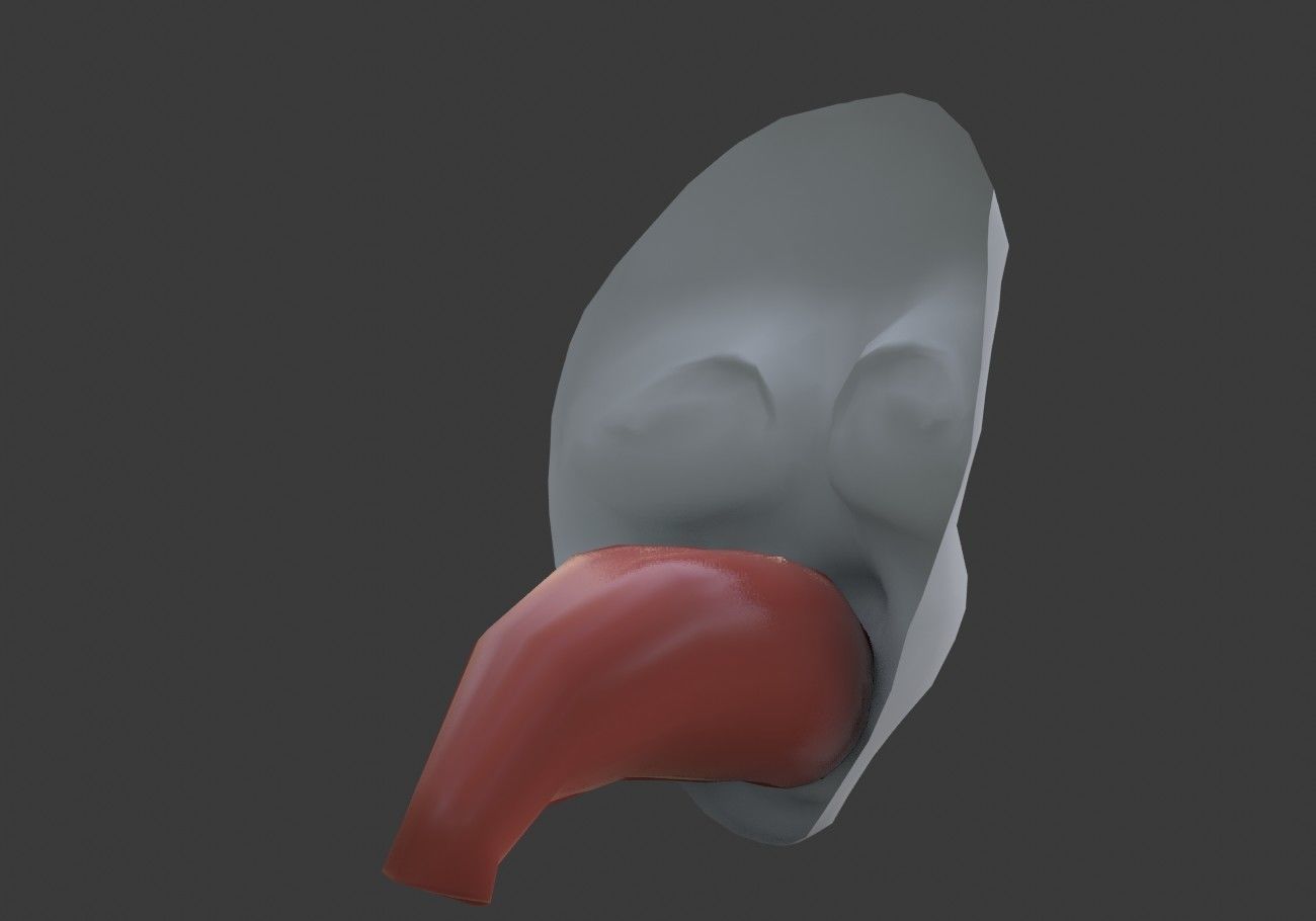 face mask with outstretched tongue Low-poly 3D model_10