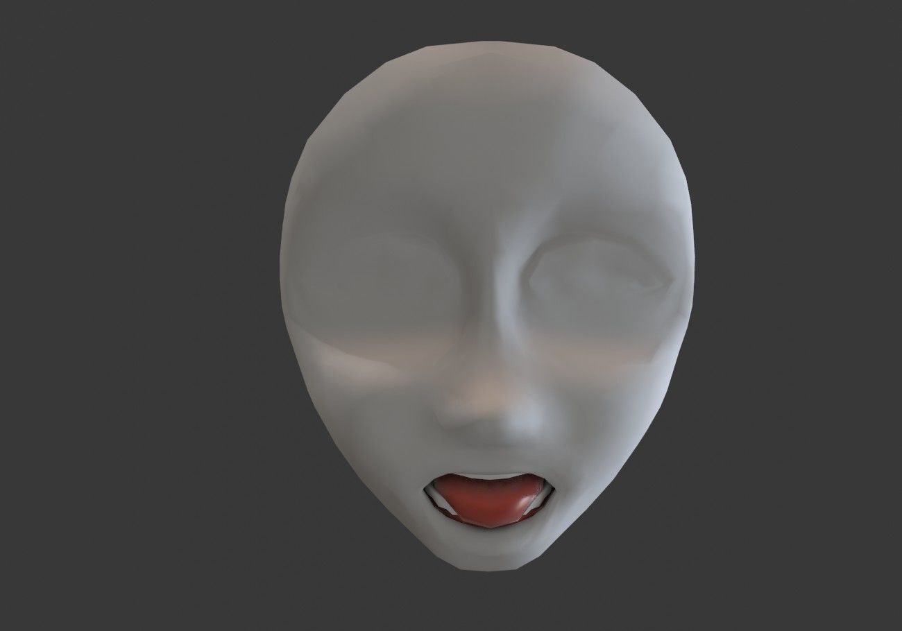face mask with outstretched tongue Low-poly 3D model_7