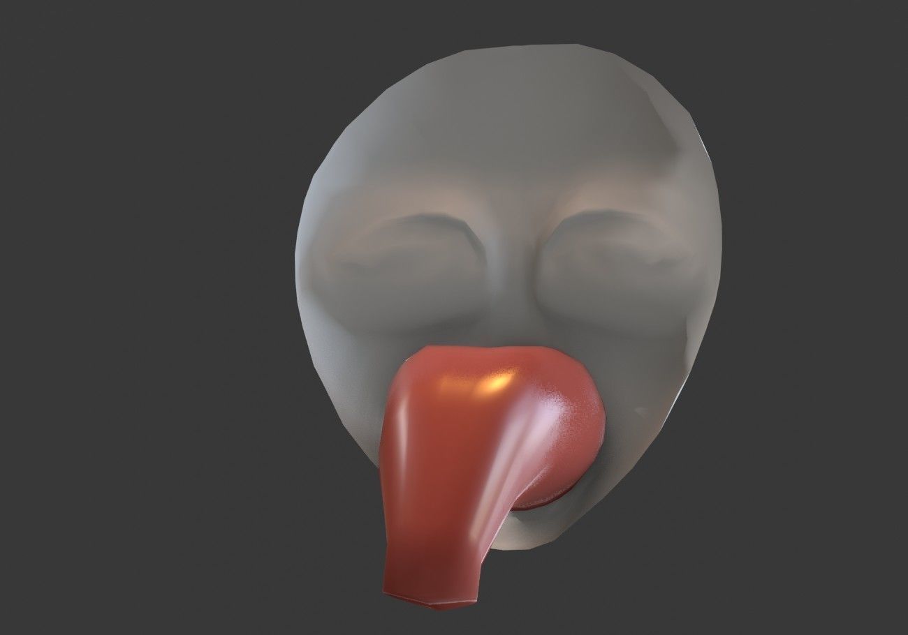 face mask with outstretched tongue Low-poly 3D model_3