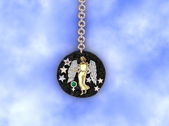 virgo zodiac coin necklace  3D print model