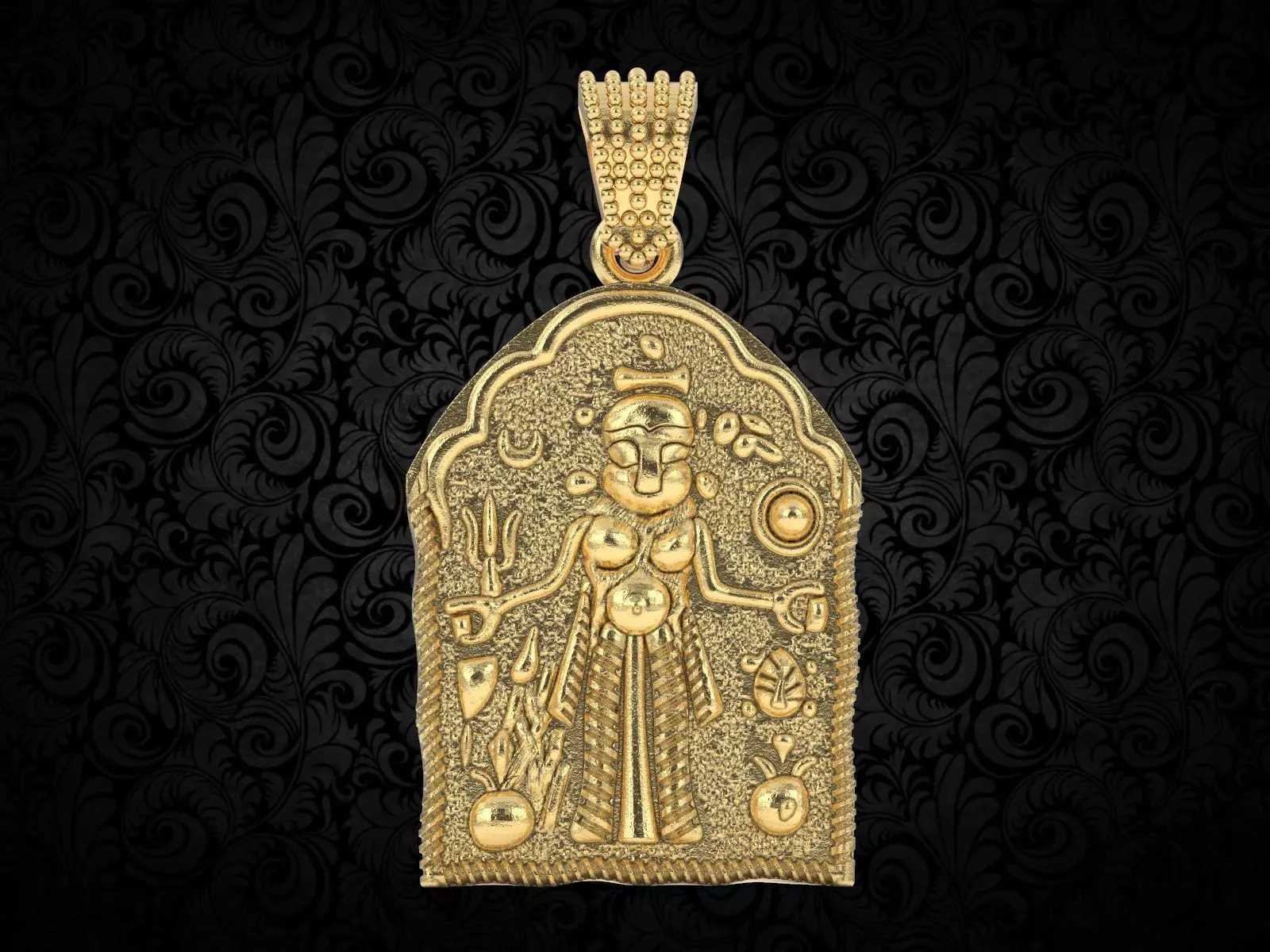 ethnic kali Mata oxidize pendant  3D print model_0