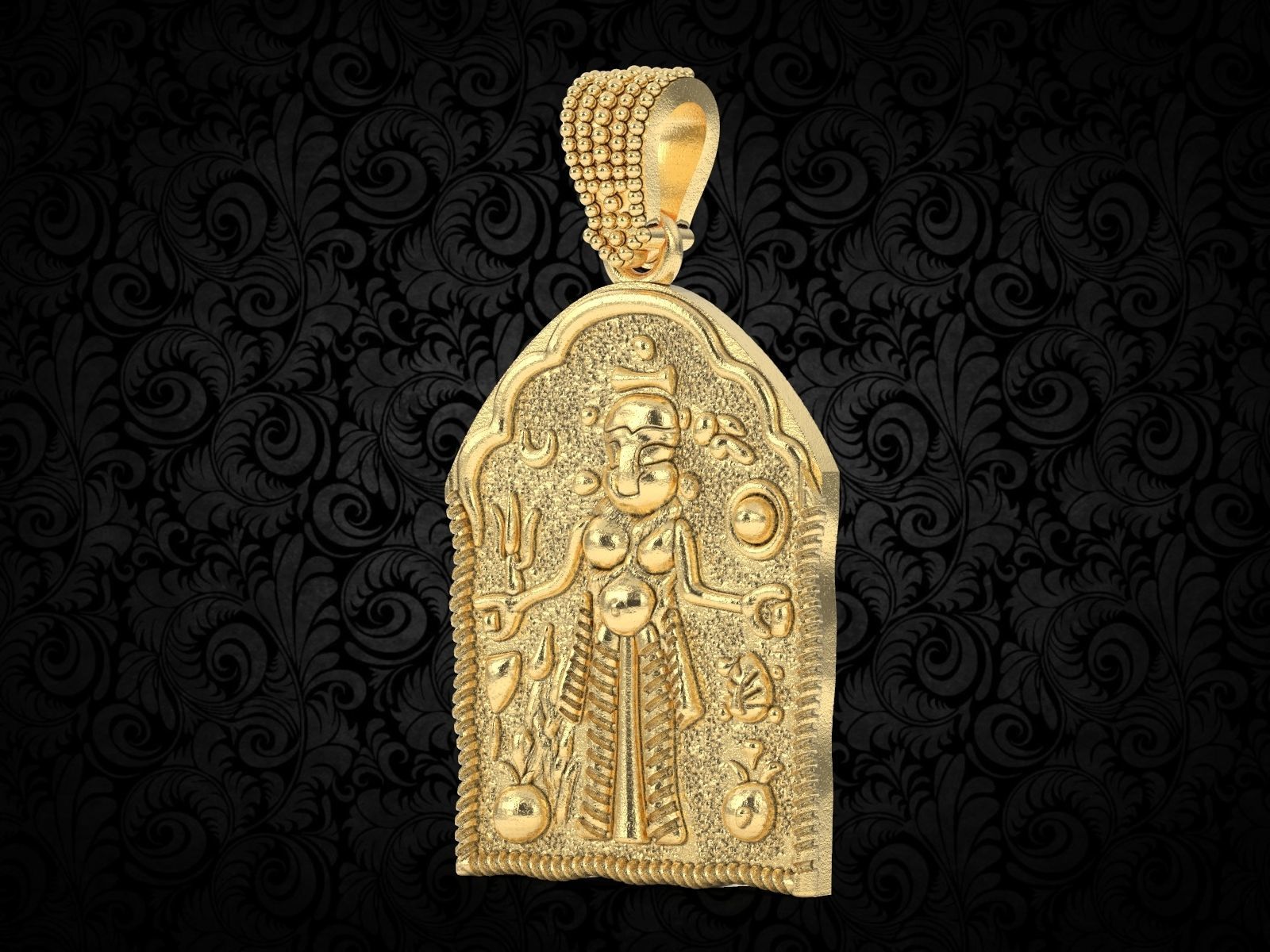 ethnic kali Mata oxidize pendant  3D print model_7
