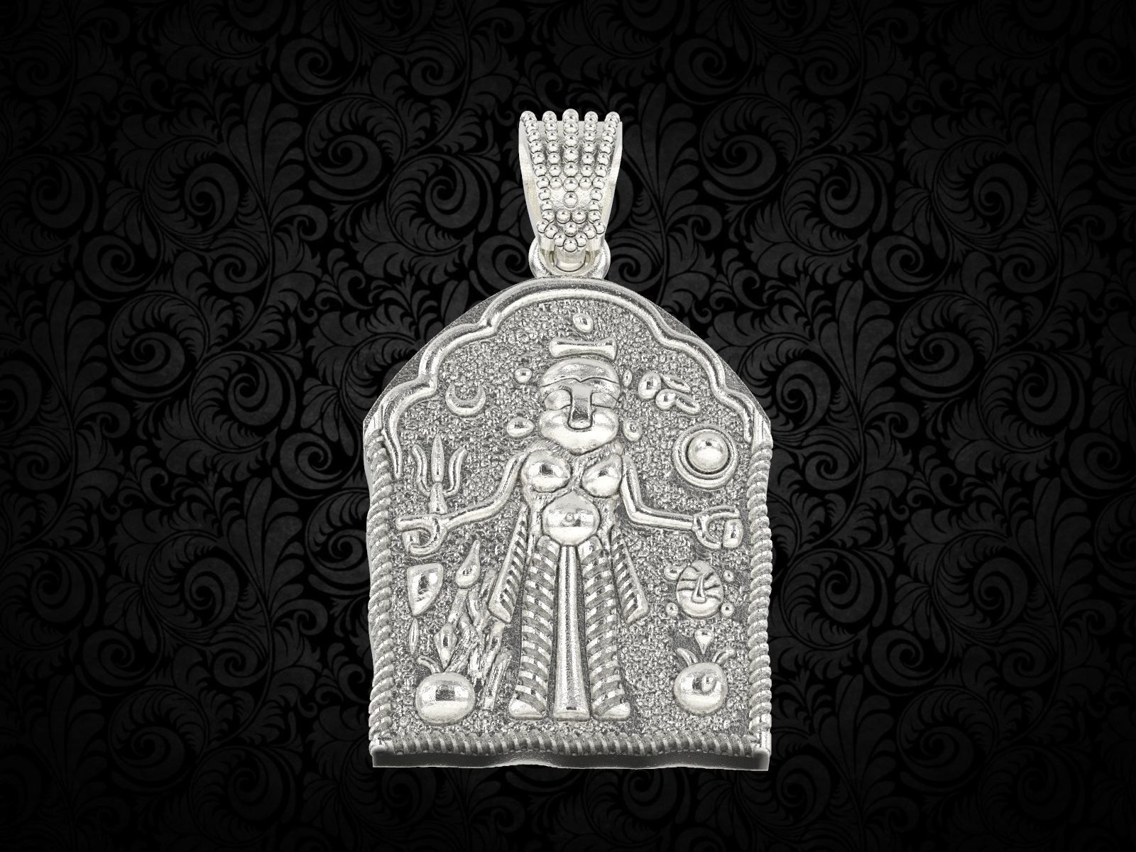 ethnic kali Mata oxidize pendant  3D print model_12