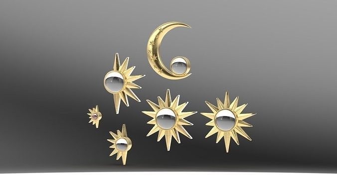 Sun Moon Charm Pendant  3D print model