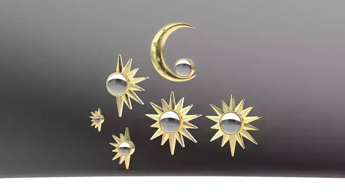 Sun Moon Charm Pendant  3D print model