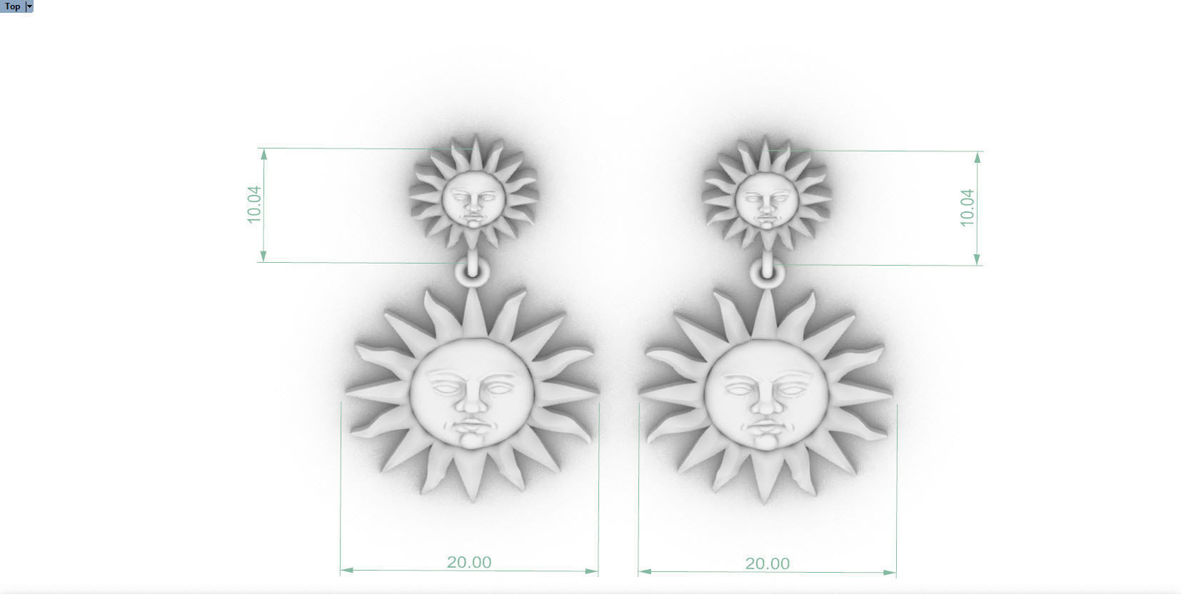 meteorite sun earring 3D print model_9