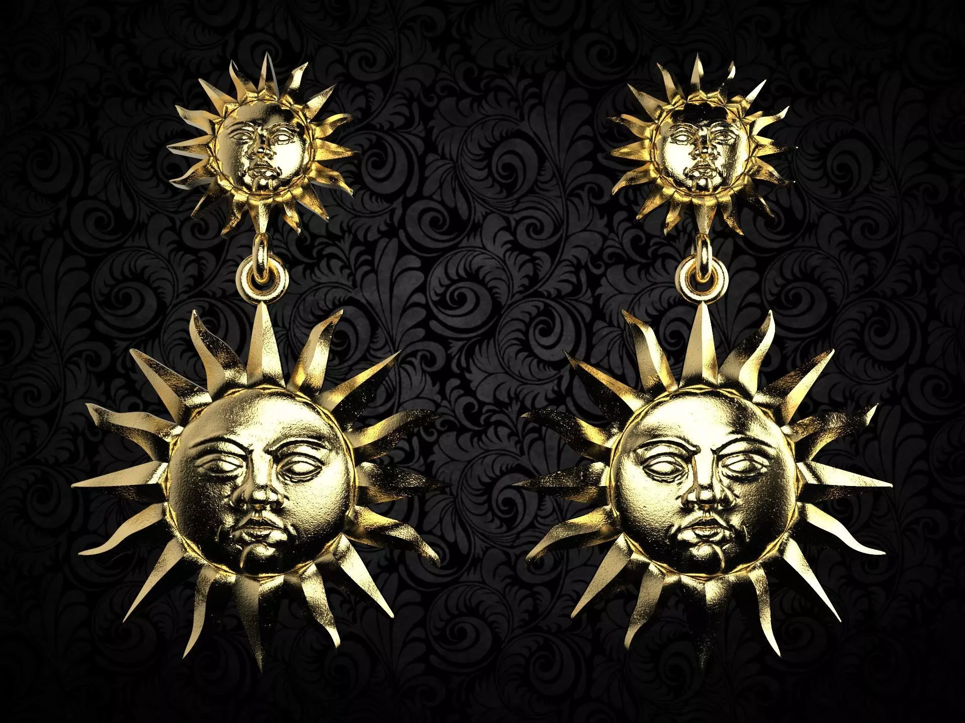 meteorite sun earring 3D print model_0