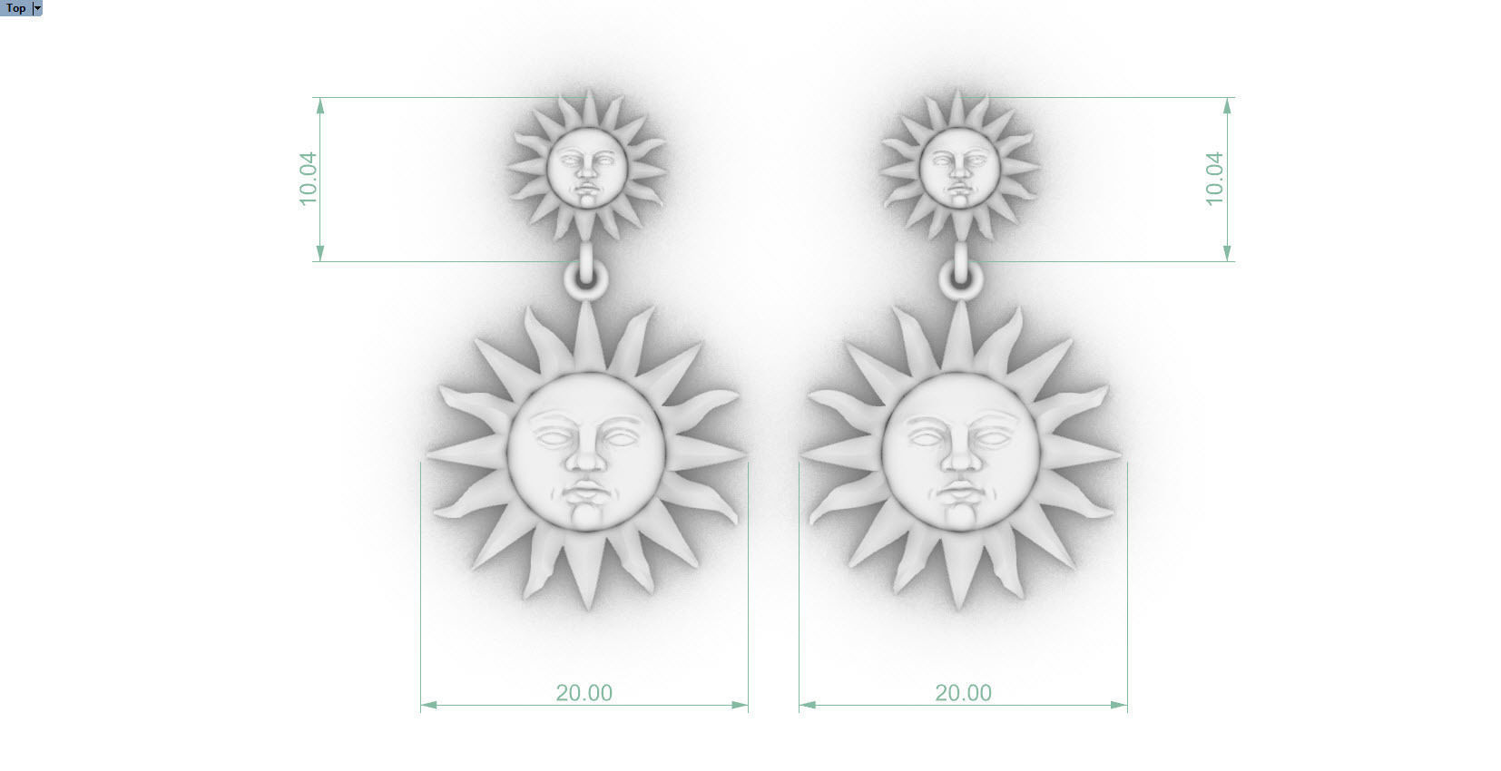 meteorite sun earring 3D print model_5