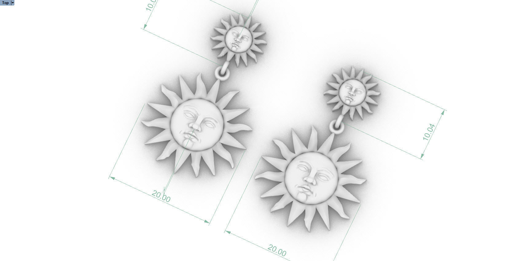 meteorite sun earring 3D print model_1