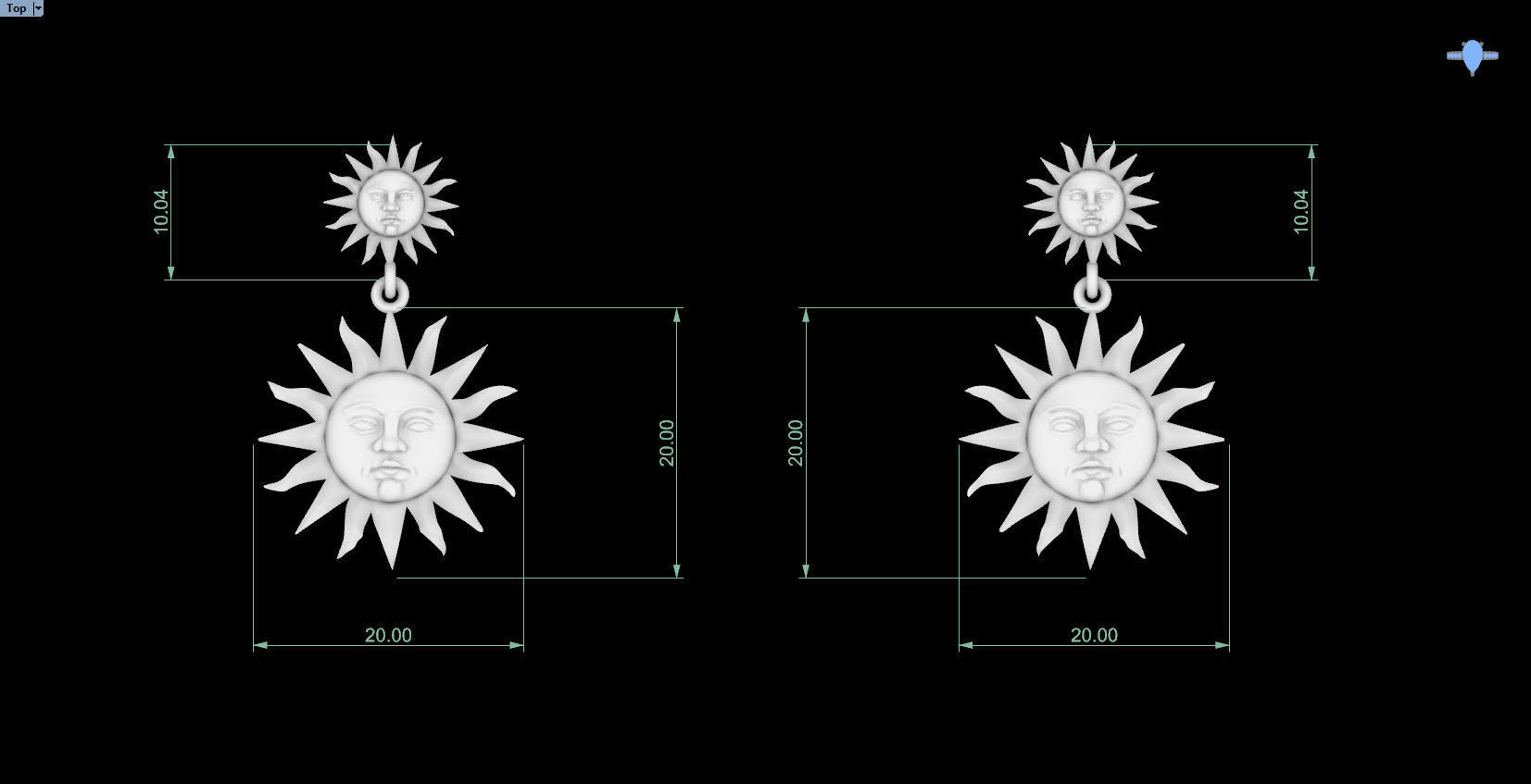 meteorite sun earring 3D print model_2