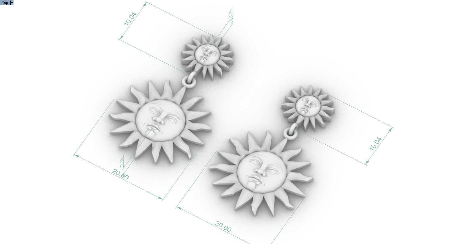 meteorite sun earring 3D print model_6
