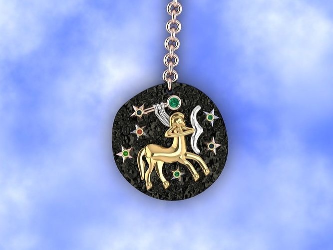 sagittrius zodiac coin necklace  3D print model