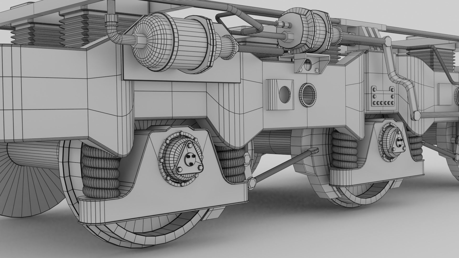 Railway Bogie Low-poly 3D model_9