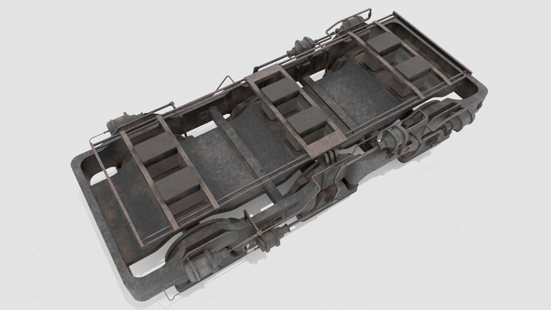 Railway Bogie Low-poly 3D model_7