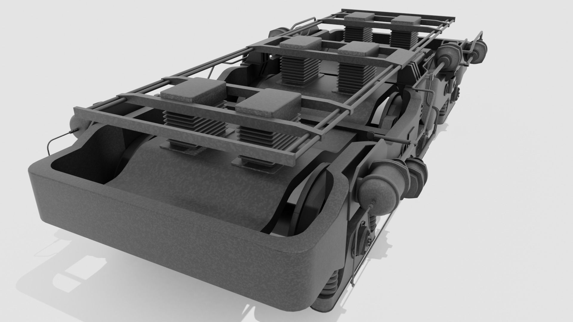 Railway Bogie Low-poly 3D model_5