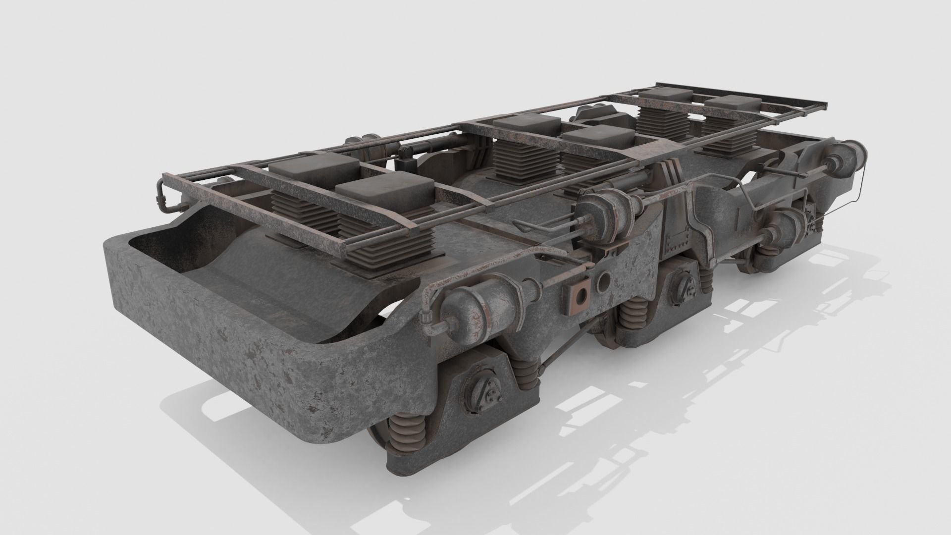 Railway Bogie Low-poly 3D model_1