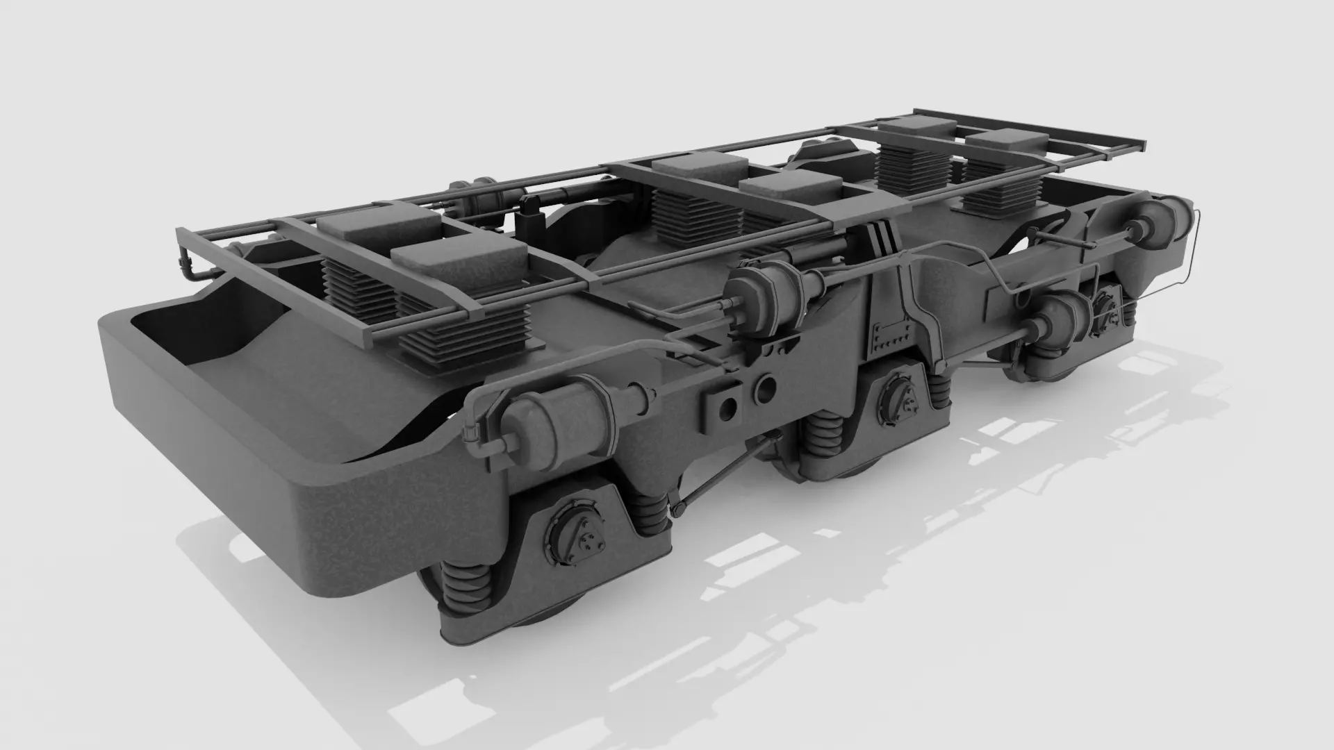 Railway Bogie Low-poly 3D model_0