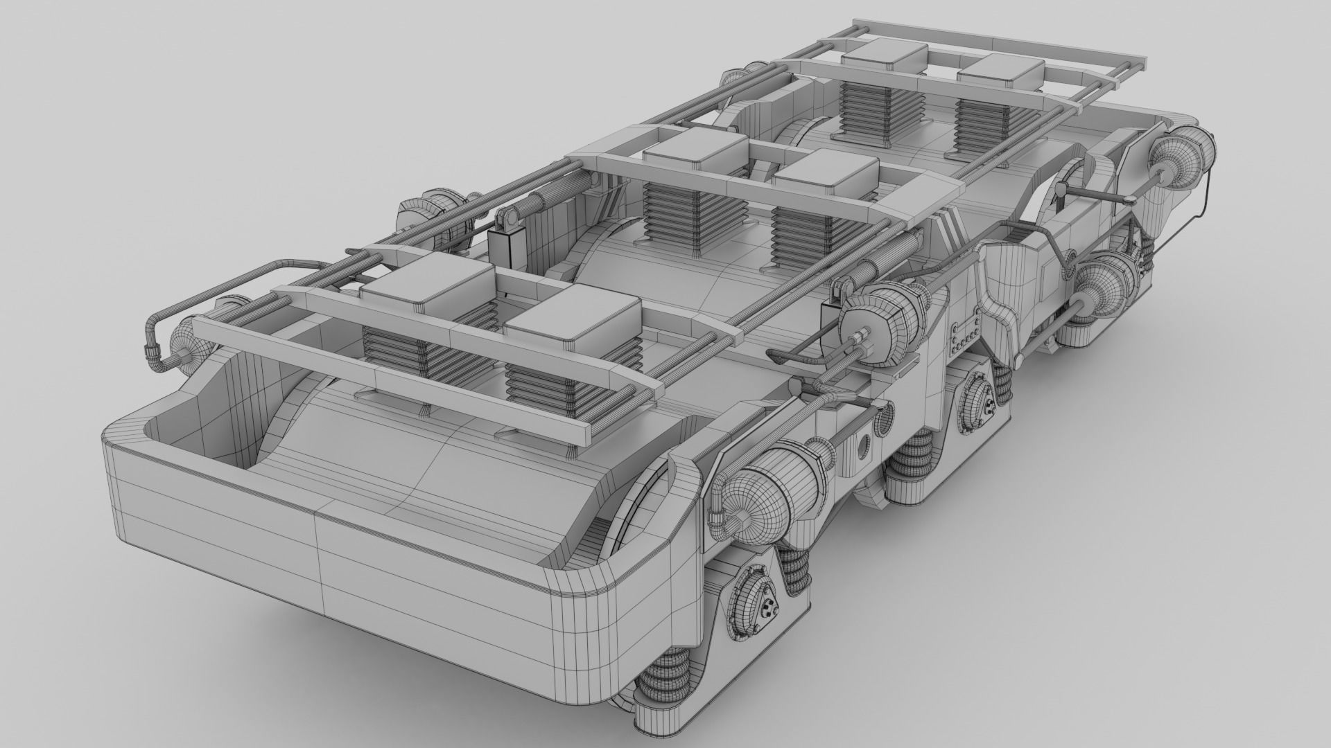 Railway Bogie Low-poly 3D model_8