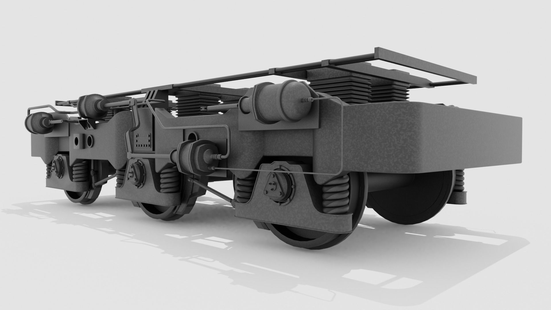 Railway Bogie Low-poly 3D model_2