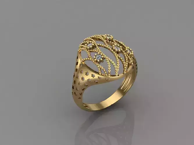 Women Ring With Stone 3DM Mix Print Model