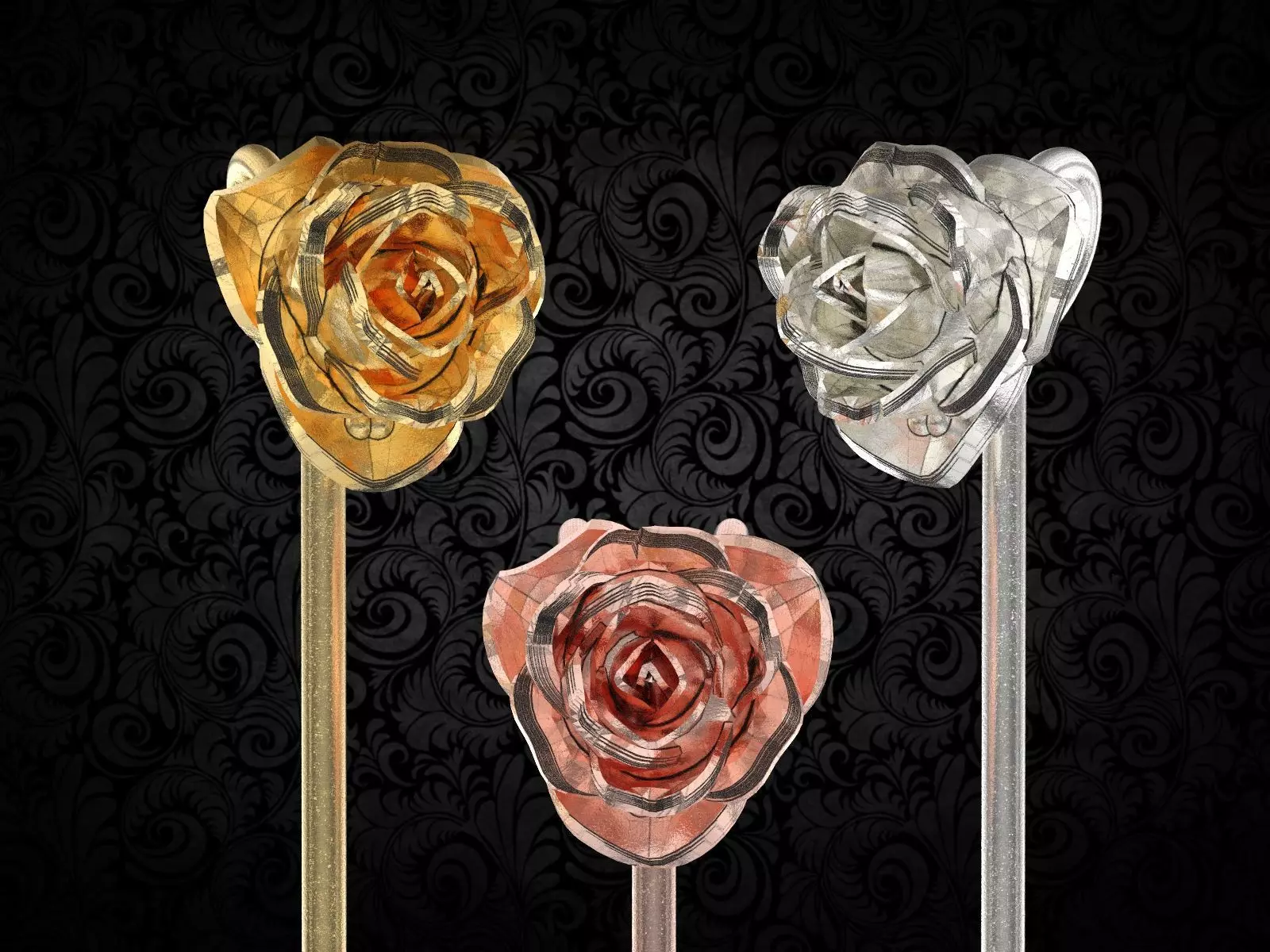 Rose Pendant lapel pin 3D print model