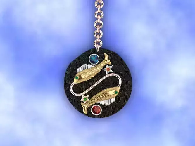 Pisces zodiac pendant medallion 