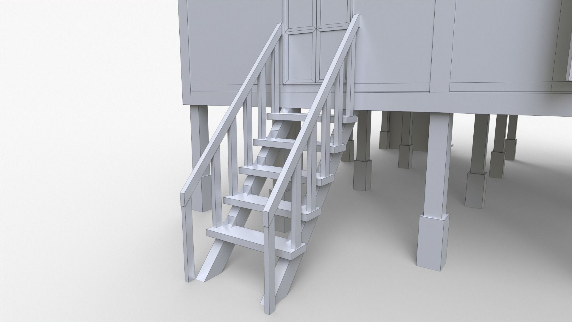 Wooden House Low-poly 3D model_16