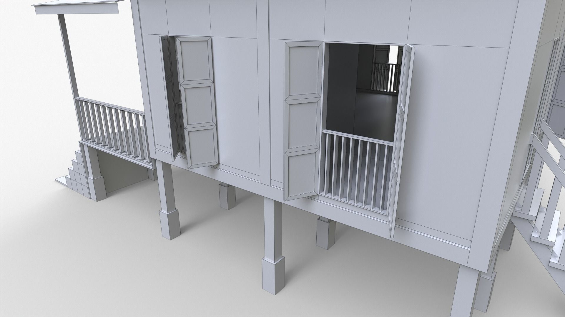 Wooden House Low-poly 3D model_15