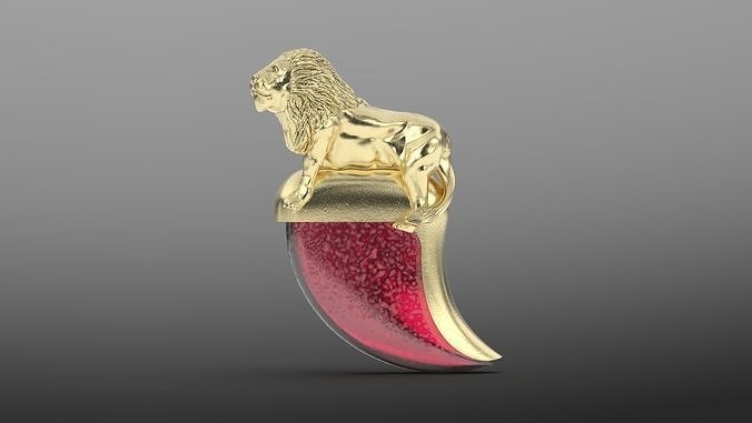 lion necklace claw vintage 3D print model