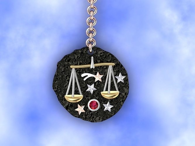 Libra Zodiac coin necklace   3D print model