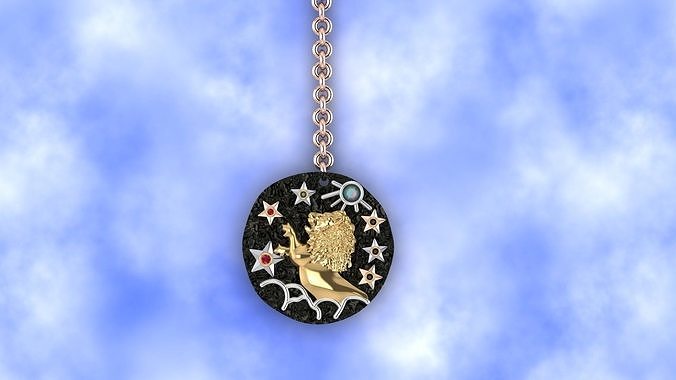 leo Zodiac Coin necklace  3D print model